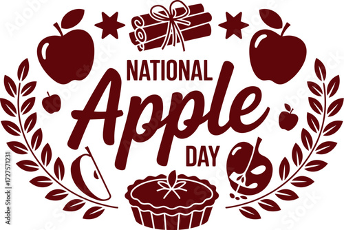 Celebrate National Apple Day with festive imagery of apples, pie, and cinnamon.