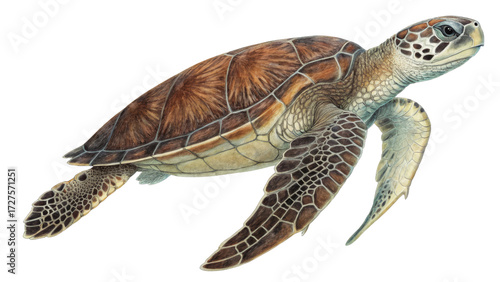 Sea Turtle Illustration Watercolor Style, Isolated on Transparent Background, Sea Turtle, Watercolor, Illustration