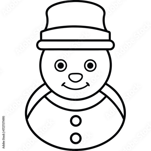 Simple snowman outline with hat and buttons winter