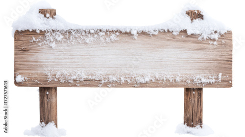 Snowy Wooden Signpost, Isolated on Transparent Background, Winter, Christmas, Blank, Winter, Sign, Holiday