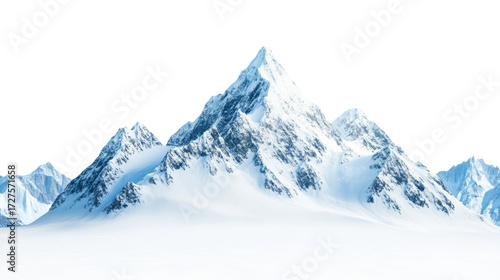 Snowy Mountain Range, 3D Render, Isolated on Transparent Background, Winter Landscape, Mountain, Peaks, Snow