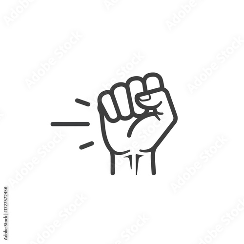 Illustration of a clenched fist with motion lines, , symbolizing strength, resistance, or a call for action and solidarity