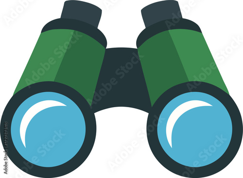 Green and Blue Binoculars Isolated on transparent Background Illustration Style