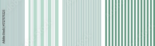 vertical green stripe patterns in various shades and widths for backgrounds and textile design and isolated on white background.
