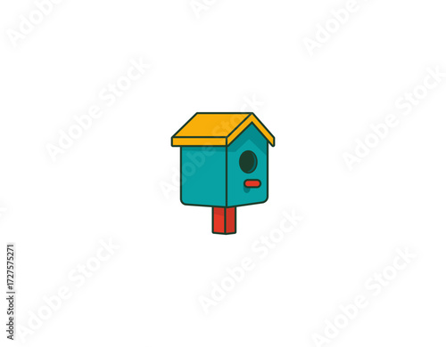 Vector illustration of a cartoon birdhouse on a white background