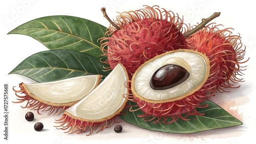Wallpaper Mural rambutan life with a candle on a white background Torontodigital.ca