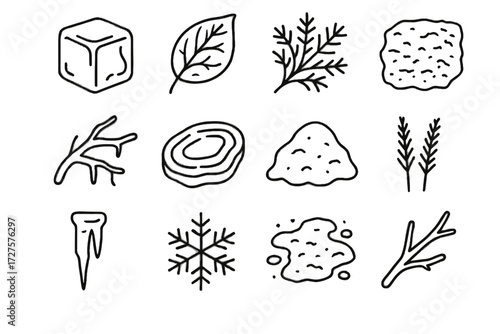Slush icon crystal puddle cube pattern texture twig icons vector frozen snow