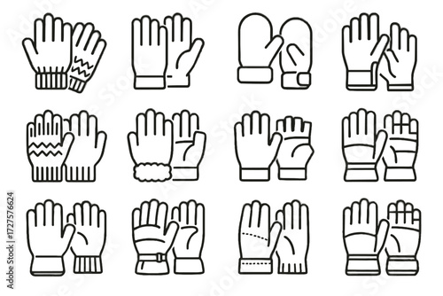 Lined gloves wool winter fleece icon vector knitted thermal touchscreen insulated