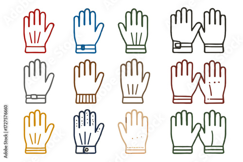 Glove icon cream vector burgundy grey black mustard navy green icons colorful