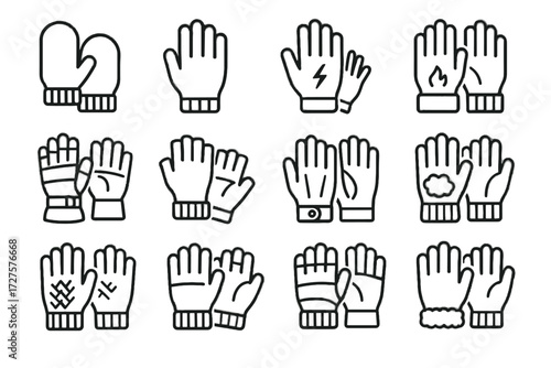 Ski leather mittens insulated icon lined glove gloves vector fingered styles fingerless