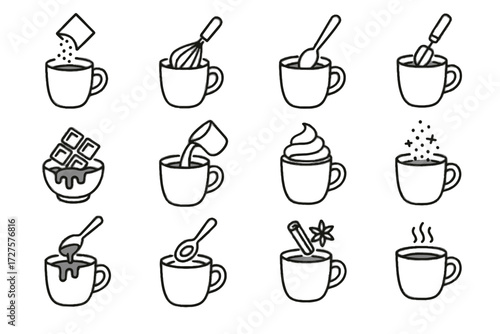 Topping icon milk hot vector sprinkling frothing stirring chocolate cocoa cream