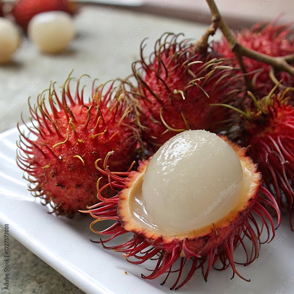 custom made wallpaper toronto digitaltropical fruit rambutan on white background