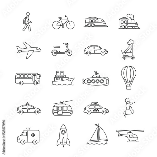 Vector art of various transportation methods a collection of travel options