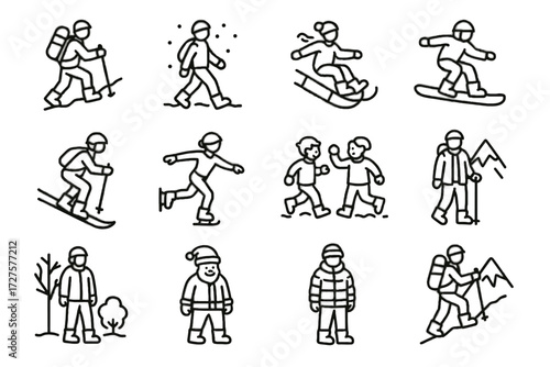 Icon outdoor boots outfit festive layering ice hiking vector snow icons winter