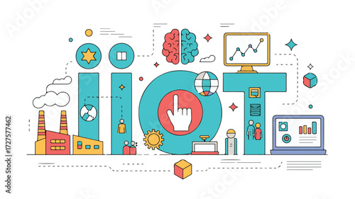 Technology concept illustration with interconnected elements internet data