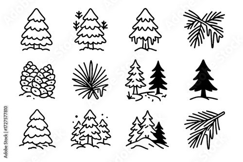 Cluster winter vector path frozen drift pine icy icon icicles