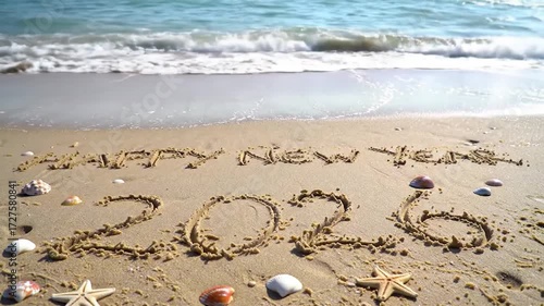 Happy New Year 2026 Sandy Beach Celebration of a Fresh Beginning