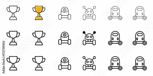 Line icons showcase achievement, innovation, and futuristic travel, perfect for websites, apps, and presentations needing a modern and minimalist design element