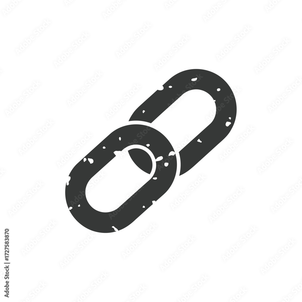 Obraz premium Vector art of simple graphic of a chain link, presented in a distressed style, , conveying connection and strength with a textured look