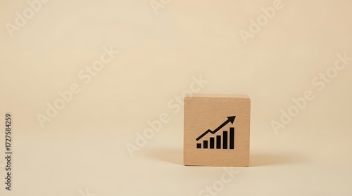 Wooden Block with Growth Chart Icon