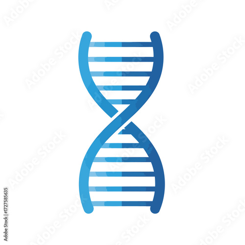 Vector art of a stylized blue dna double helix, representing genetics, biology, and the fundamental building blocks of life