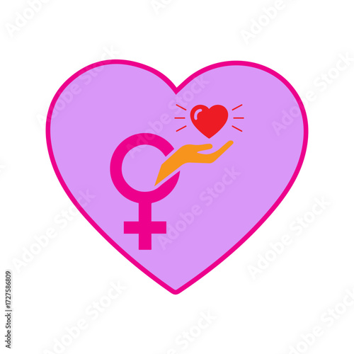 Love sign protects heart or heart care logo