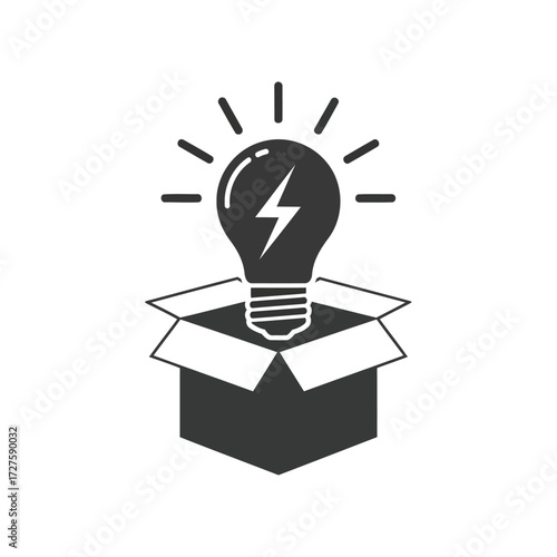 Vector art of light bulb in a box a creative concept representing innovation, ideas, and thinking outside the box metaphorically