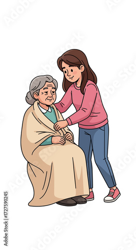 Gentle support a compassionate young woman assists and comforts an aged loved one, fostering connection