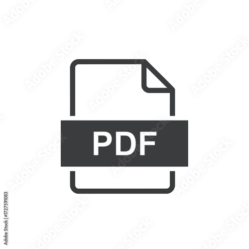Vector art of pdf file format icon representing a document saved in the portable document format, commonly used for sharing files