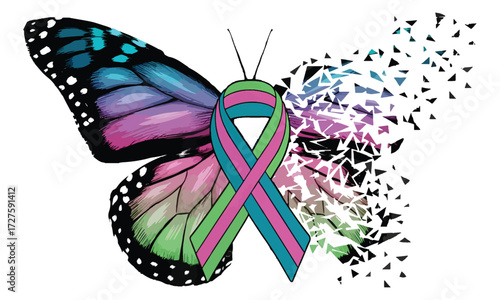 “Awareness Ribbon Butterfly T-Shirt Design”