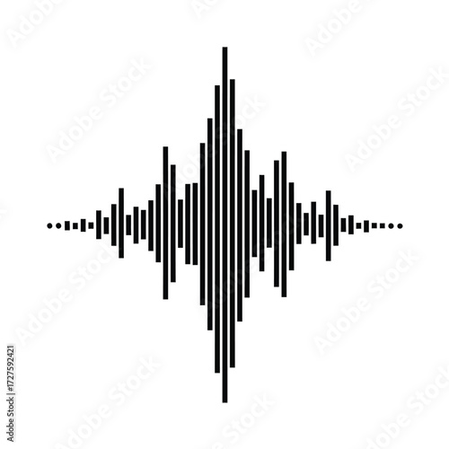 Vector art of sound wave visualization, representing audio signal processing and analysis for music, speech, or other acoustic data