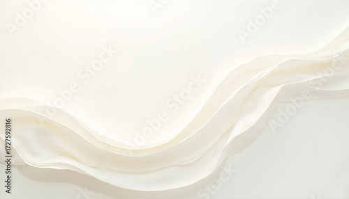 Elegant flowing fabric in soft white tones on neutral background  