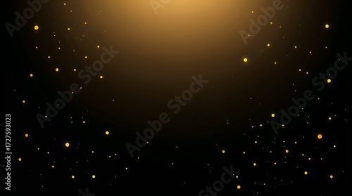 Black background with scattered gold confetti and light effects  