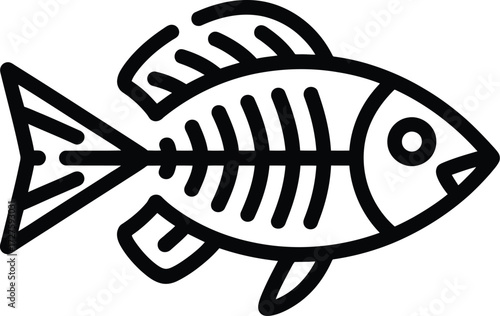 Fish bone outline vector illustration for seafood design and anatomy concept