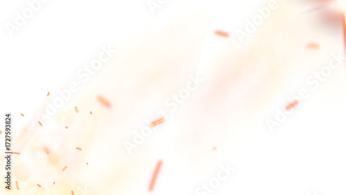 Hot burning fire sparks flying with the wind on a night sky. Glowing fire particles and ashes with bokeh. Bonfire, heat and haze. Bright flame particles and cinder. Wide background.