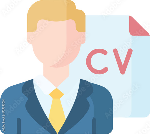 Adobe Illustrator Artwork of "Professional Man with CV Vector Icon – Recruitment and Career Design"