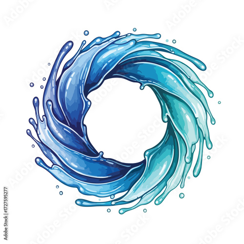 Vector art of dynamic water splash circle a vibrant and energetic design showcasing fluid motion and refreshing aquatic elements