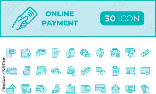 Collection of 3d icons for online payment and shopping isolated on transparent background