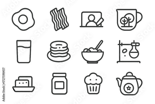 Vector research icon icons stude periodic setup biology breakfast graduation class chart