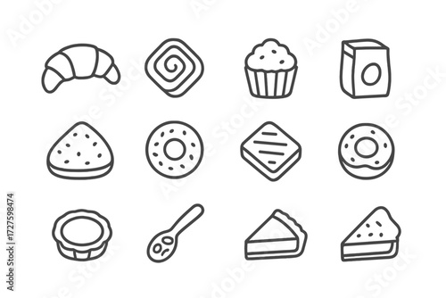 Icon vector fruit grid milk breakfast icons oat spoonful granola cereal box