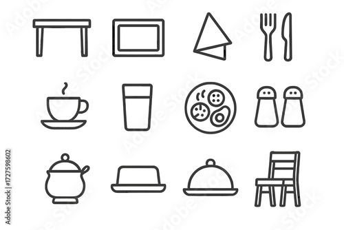 Salt set breakfast sugar icon juice shakers serving pepper vector chair