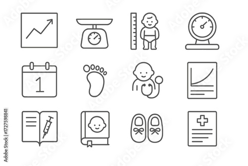 Curve weight record growth health vector checkup icon report tracking doctor baby