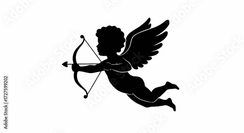 Silhouette of Cupid with bow and arrow, symbolizing love and romance for Valentine's Day