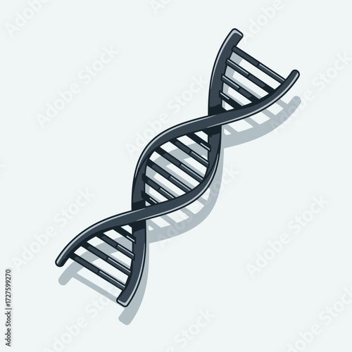 Illustration of a dna double helix, representing genetics, biology, and the building blocks of life and heredity