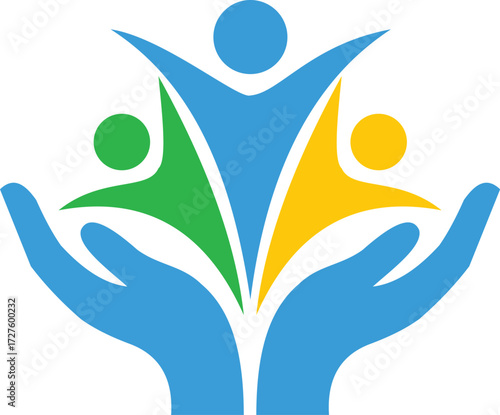 Three people holding hands in a circle