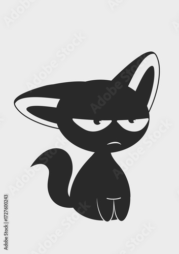 Suspicious Black Cat. The cat looks suspiciously with narrowed eyes.