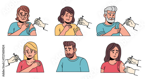Diverse individuals receiving vaccinations illustrating public health efforts.