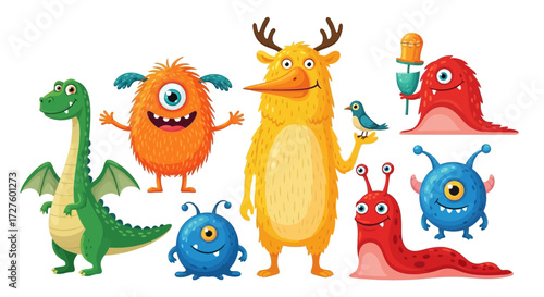 set of funny monsters