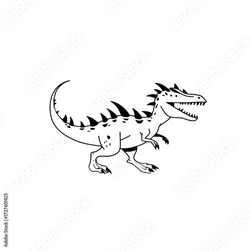 Carnotaurus. Carnotaurus simple black and white line art vector logo