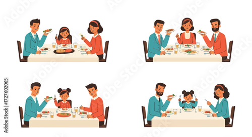 Diverse Family Groups Enjoying a Meal Together.